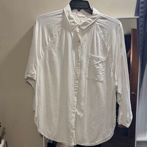 Aerie White Casual Button Down Shirt